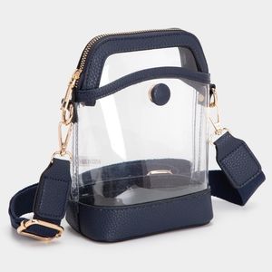 Blue Navy Clear Transparent Crossbody Bag Purse Leather Casual Womens Accessory